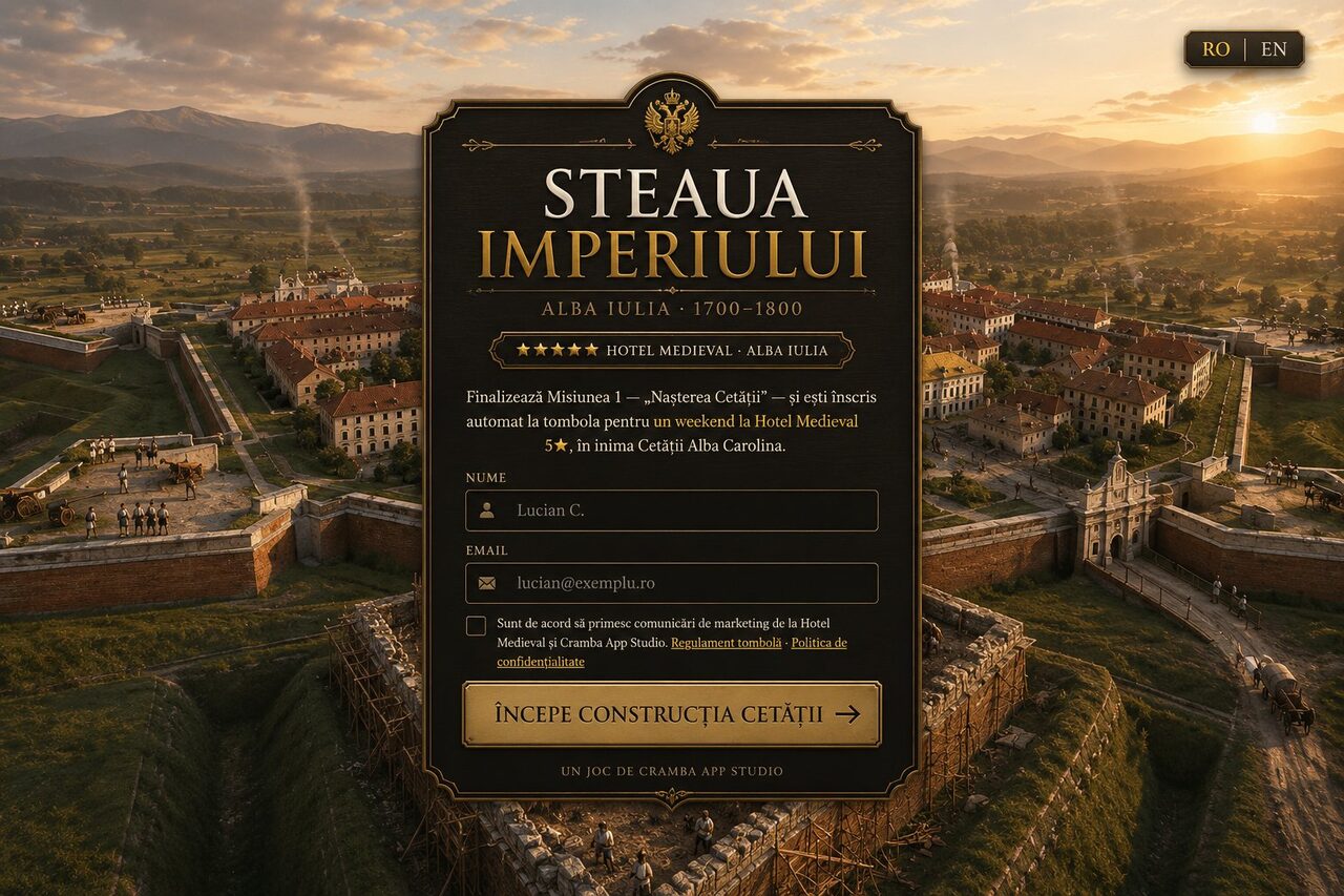 Steaua Imperiului start screen, above the Alba Carolina fortress