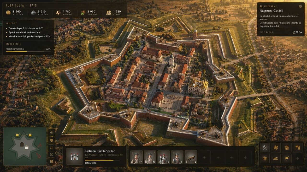 The Alba Carolina fortress in 1715 — aerial view from the game